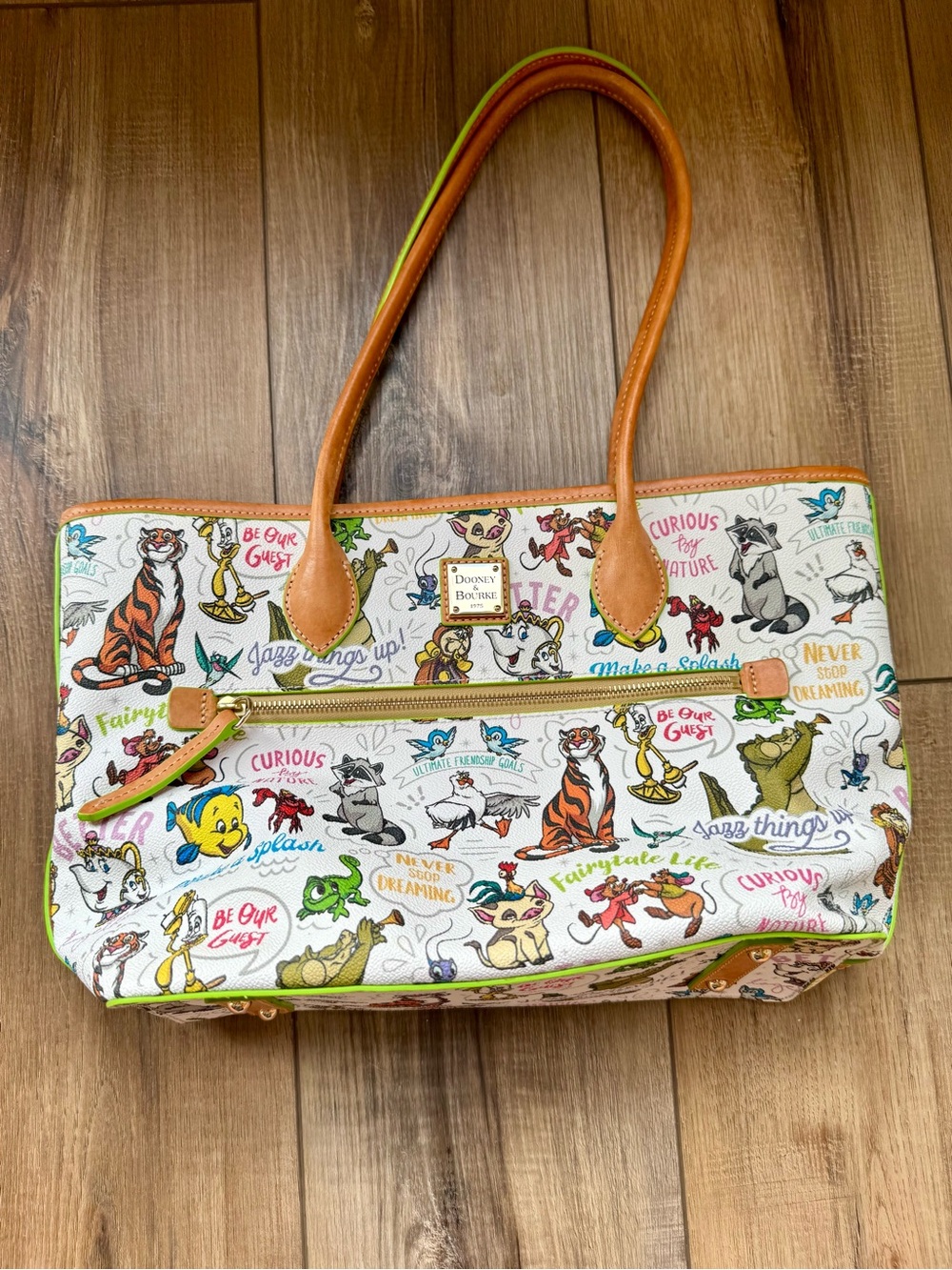 Disney Dooney & Bourke “Sidekicks” Tote Bag | EUC | Large Size | Cream/Green - Picture 2 of 15